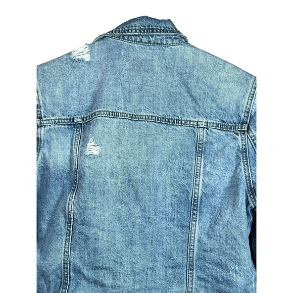 Blank NYC Heavily Distressed Raw Hem Denim Jean Jacket Women's Size Small - Picture 8 of 10
